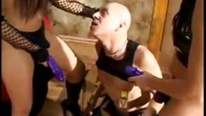 Two Hot Mistresses Dominate Male Slave
